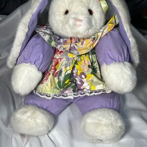 Vintage 1990 Plush Creations Bunny‎ Rabbit 22” Easter Plush Floral Apron